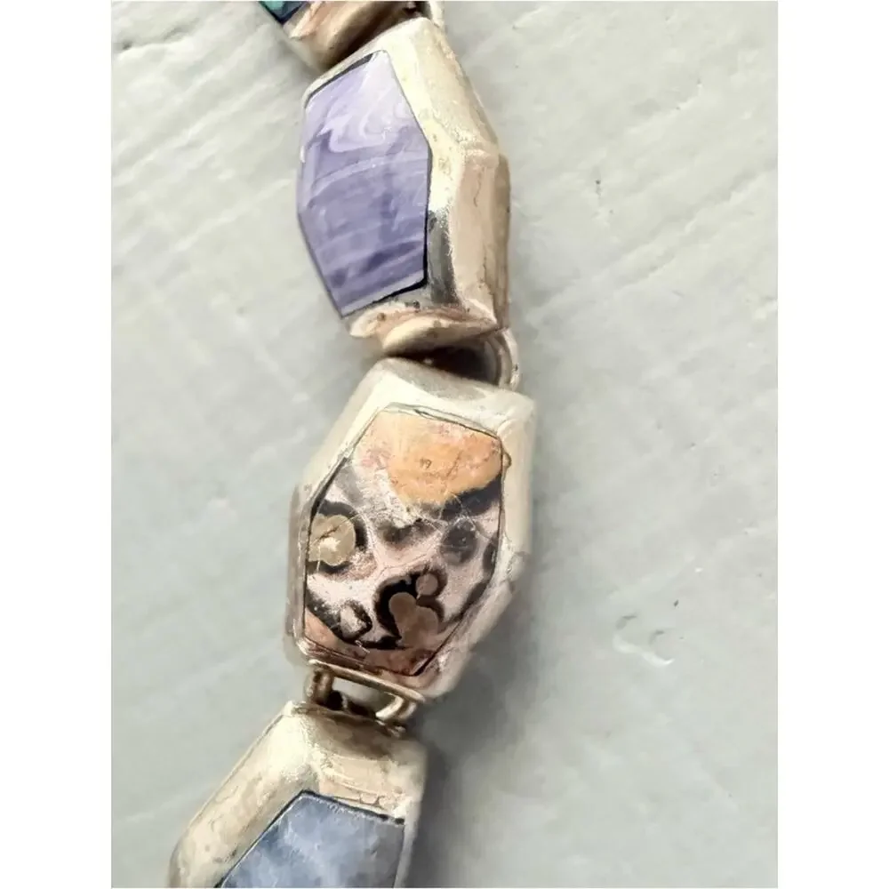 Vintage Taxco 925 Sterling Silver & Stone Bracelet